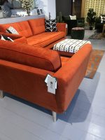 Luxury L-Shape Sectional Sofa – Terracotta Velvet