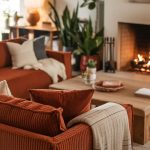 Corduroy Modular Sectional Sofa – Burnt Rust