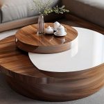 Nova Orbit Coffee Table – Walnut Veneer with White Gloss Swivel Top