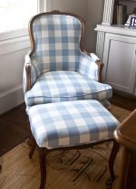 French Provincial Armchair & Ottoman Set – Buffalo Check Fabric