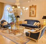 Palazzo Royal Salon Set – Navy Velvet & Hand-Gilded Ivory Gold