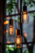 Midnight Pendant Collection – Matte Black & Amber Glass - Image 3
