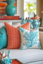 Malibu Coastal Sofa – White Linen with Tropical Cushion Set