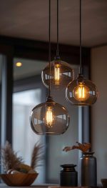 Edison Smoked Globe Pendant Cluster – Set of 3 Hanging Lights