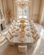 Luxury Dining room with Intricate Gold Filigree