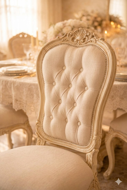 French-Inspired Dining Room with Antique Gold Finishes
