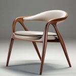 Sculptural Walnut Armchair – Bentwood Frame & Leather Seat