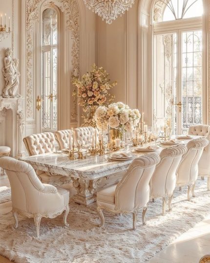 Luxury Dining Tables with Intricate Gold Filigree