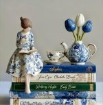 Sophia Reading Girl Décor Set – Blue Toile Porcelain Collection